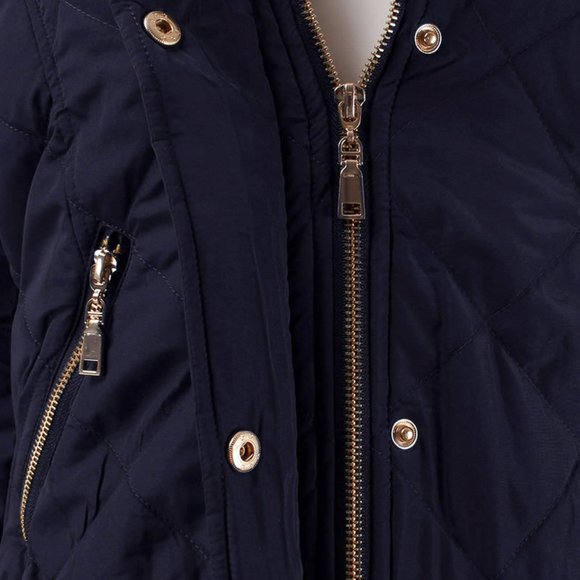 Navy Removable Hood Quilted Puffer Jacket - Picture 4 of 8